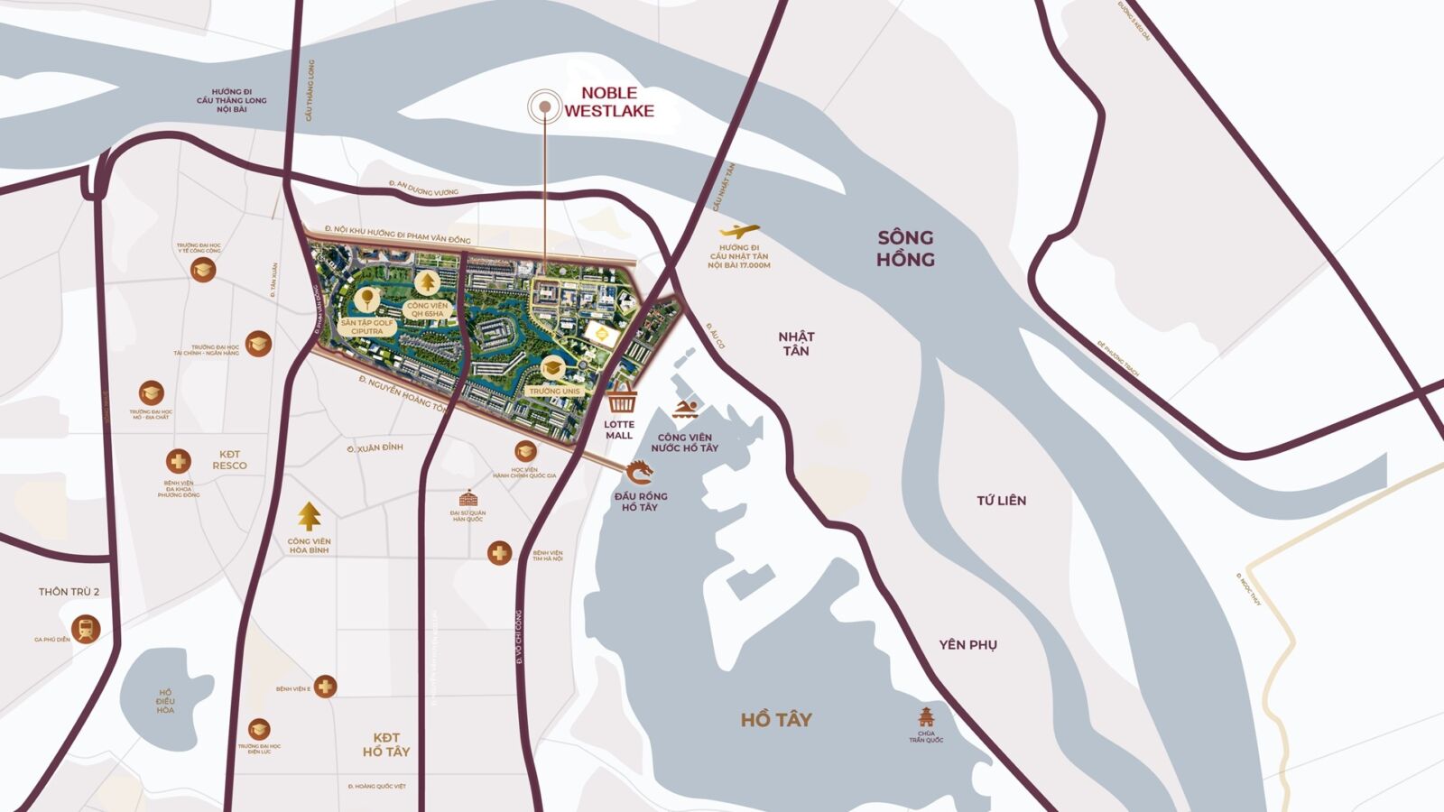vị trí dự án noble west lake hanoi ciputra tây hồ