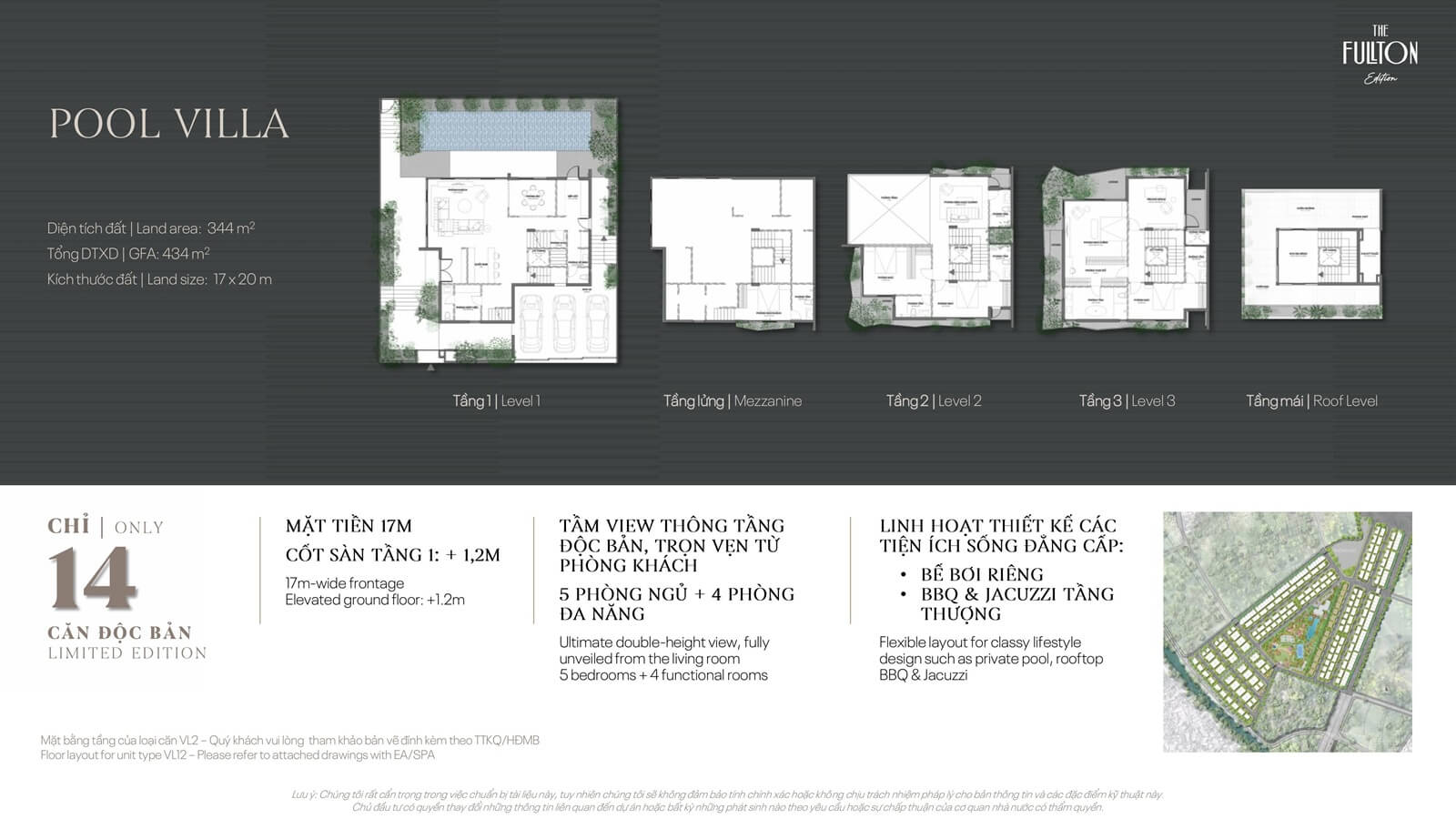 mặt bằng pool villa the fullton edition capitaland hưng yên