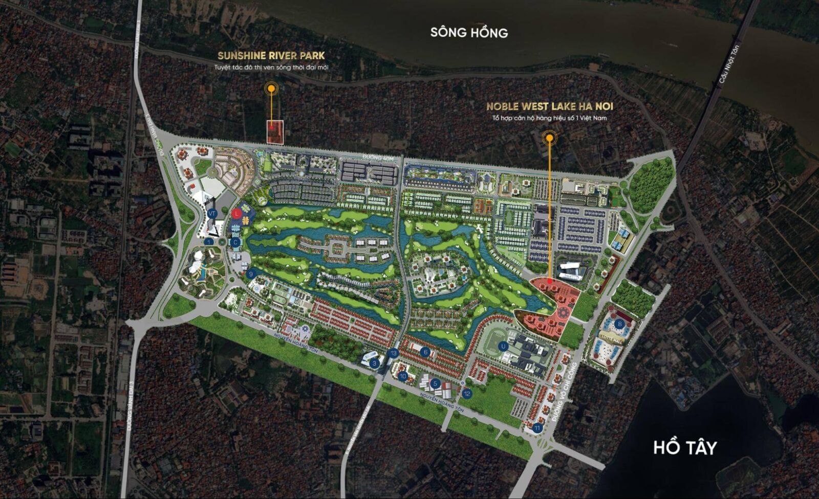 vị trí dự án sunshine river park tây hồ